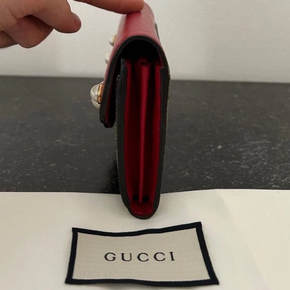 Gucci Red and Brown Pearl  Wallet - Picture 3 of 6